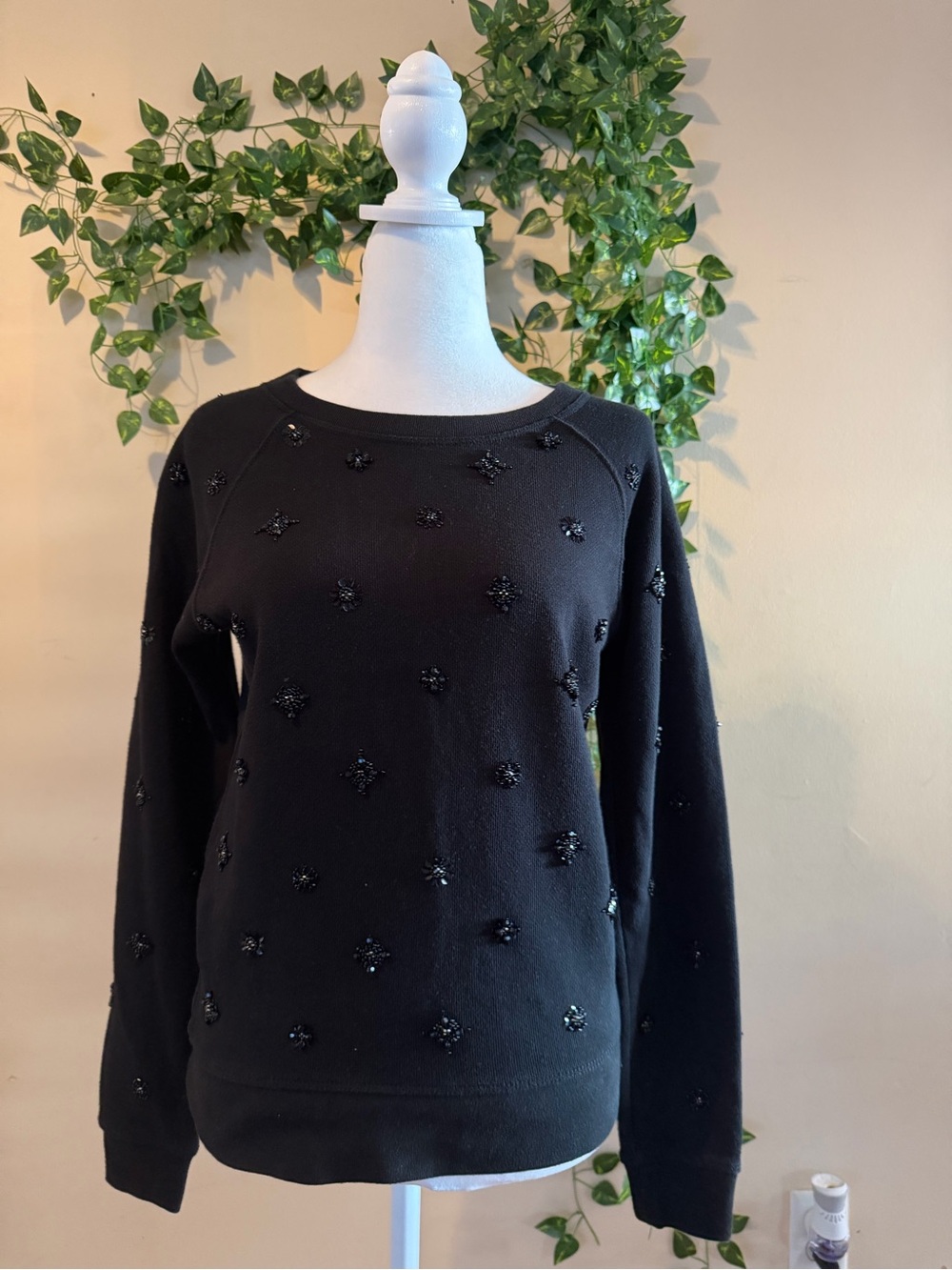 J. Crew Black Beaded Sweatshirt